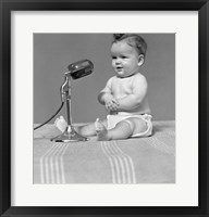 Framed 1940s Baby In Diaper With Microphone Studio