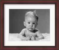 Framed 1960s Baby Lying On Stomach With Messy Hair