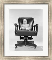 Framed 1960s Baby Sitting In Executive Office Chair