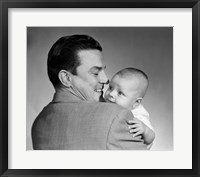 Framed 1950s Proud Smiling Father Holding Baby Face To Camera