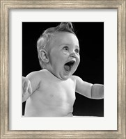 Framed 1950s Happy Baby  Laughing With Mouth Open