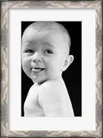 Framed 1940s 1950s Baby Smiling Sticking Out Tongue
