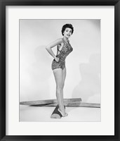 Framed 1950s Pin-Up  Of Woman Wearing Leopard Skin Bathing Suit