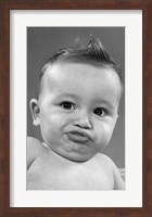 Framed 1950s Baby Making A Funny Face And Bronx Cheer Noise