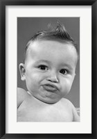 Framed 1950s Baby Making A Funny Face And Bronx Cheer Noise