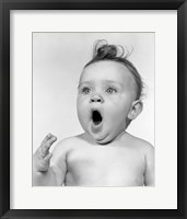 Framed 1950s Baby Yawning Ready To Sleep