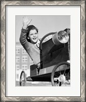 Framed 1940s 1930s Boy In  Soapbox Derby