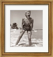 Framed 1950s Blonde Woman In Strapless Low Cut Bathing Suit