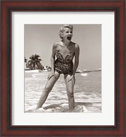 Framed 1950s Blonde Woman In Strapless Low Cut Bathing Suit