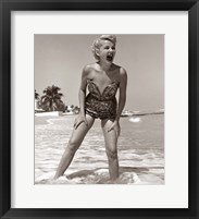 Framed 1950s Blonde Woman In Strapless Low Cut Bathing Suit