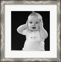 Framed 1950s Baby With Hands Up