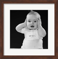 Framed 1950s Baby With Hands Up