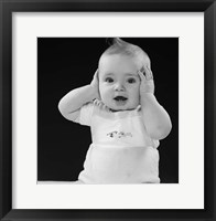 Framed 1950s Baby With Hands Up