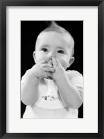 Framed 1950s Baby Covering Mouth With Hands