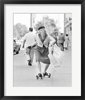 Framed 1960s 1970s A Shopping Bag Lady With Funny Facial Expression