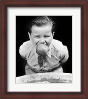 Framed 1930s Boy Bobbing For Apples