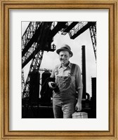 Framed 1930s Man Worker With Lunch Pail