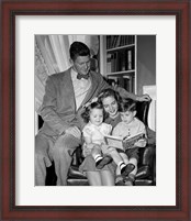 Framed 1940s Father Watching  Mother Reading To Son And Daughter