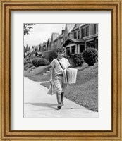 Framed 1930s Newsboy Delivering Newspapers