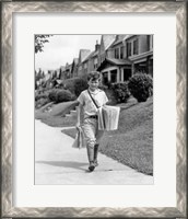 Framed 1930s Newsboy Delivering Newspapers