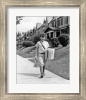 Framed 1930s Newsboy Delivering Newspapers