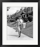 Framed 1930s Newsboy Delivering Newspapers