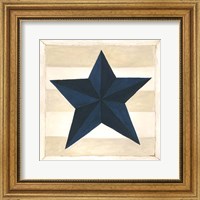 Framed Blue Star, White Stripes