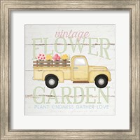 Framed Vintage Flower Garden Truck