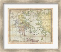 Framed Vintage Greece Empire Map