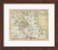 Framed Vintage Greece Empire Map