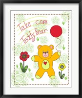 Framed Take Care Teddy Bear