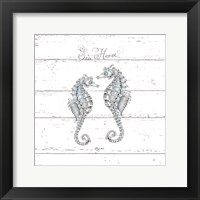 Aqua Underwater Life V Shiplap Framed Print