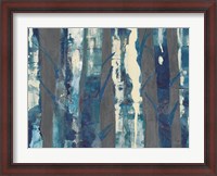 Framed Deep Woods III Indigo on Gray