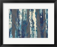 Framed Deep Woods III Indigo on Gray