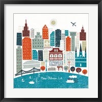 Framed Colorful New Orleans Teal