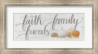 Framed Beautiful Bounty Sign III Faith Family Friends Script