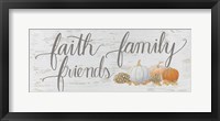 Framed Beautiful Bounty Sign III Faith Family Friends Script