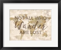 Framed Rustic World Map Cream-Wander