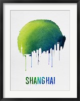 Framed Shanghai Skyline Blue