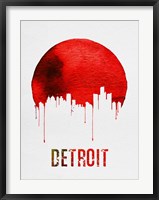 Framed Detroit Skyline Red