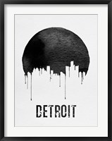 Framed Detroit Skyline White