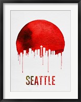 Framed Seattle Skyline Red