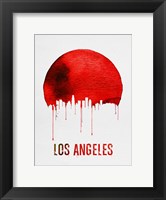 Framed Los Angeles Skyline Red