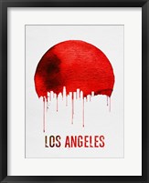 Framed Los Angeles Skyline Red