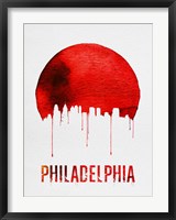 Framed Philadelphia Skyline Red