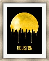 Framed Houston Skyline Yellow