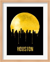 Framed Houston Skyline Yellow