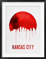 Framed Kansas City Skyline Red