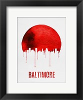 Framed Baltimore Skyline Red