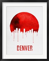 Framed Denver Skyline Red